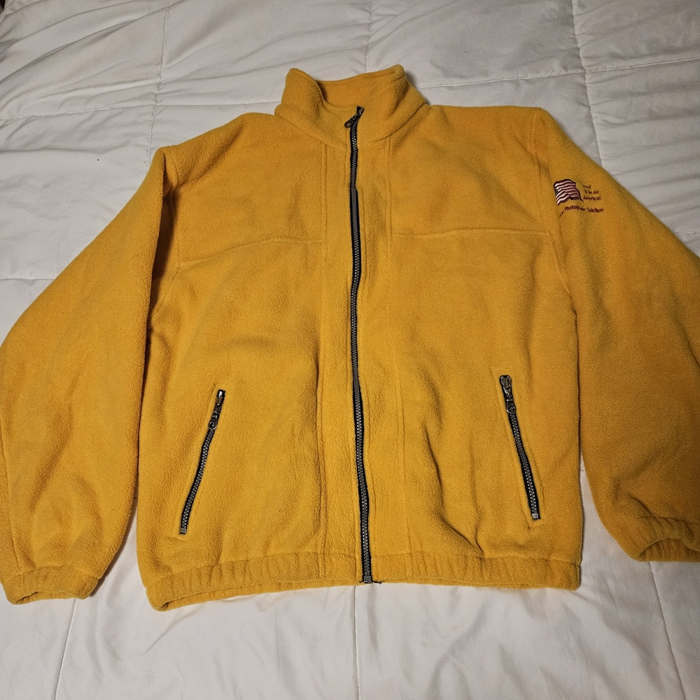 VTG 90s N-VironMental Mens LARGE Fleece Jacket Yellow